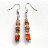 Orange/Peach Gemstone & Crystal Earrings - 24111ER