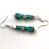 Green Gemstone & Crystal Earrings - 24110ER