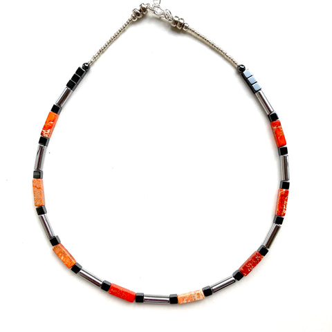 Art Deco inspired Orange Gemstone Necklace - 25124N