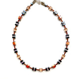 Orange & Black Ceramic, Crystal & Gemstone Necklace - 25126N