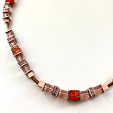 Orange/Peach Gemstone & Crystal Necklace - 24111N