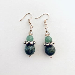 Green and Gold Gemstone Earrings - 22131ER