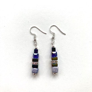 Purple/Lilac Ceramic and Gemstone Earrings - 22126ER