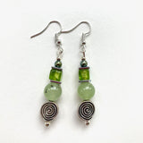 Green Gemstone Earrings with Celtic Spirals - 23107ER