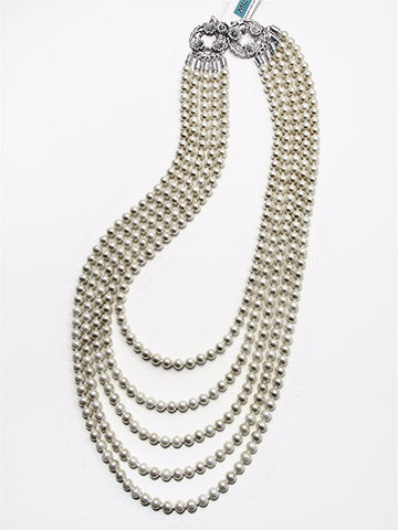 Five-strand ivory pearl necklace - 17065N