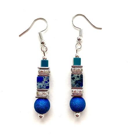 Blue Gemstone Earrings - 24104ER