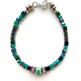 Sea Green Ceramic, Crystal & Gemstone Bracelet - 26105BR