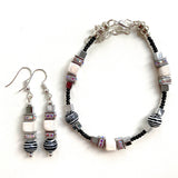 Black&White Ceramic & Gemstone Earrings - 25102ER