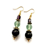 Purple & Green vintage-look Gemstone Earrings - 26101ER