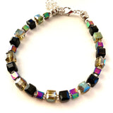 Green & Black Crystal and Hematite Bracelet - 25105BR