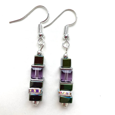 Purple & Green Gemstone Earrings - 24121ERP