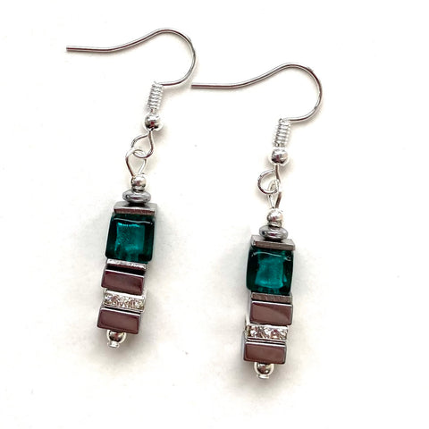 Teal Gemstone & Glass Earrings - 24102ERT
