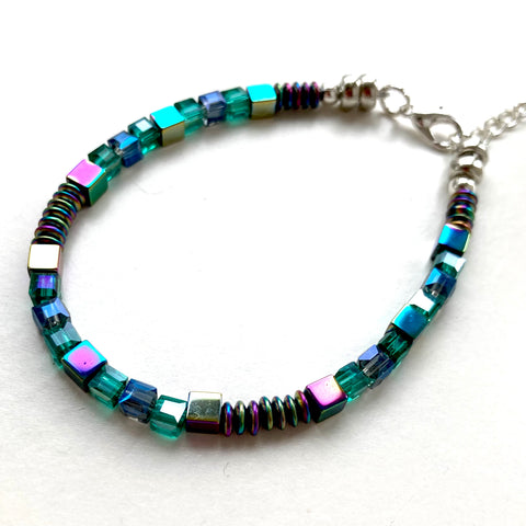 Sea Green Crystal & Gemstone Bracelet -26104BR