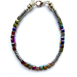 Silver & Purple Gemstone & Crystal Bracelet - 26102BR