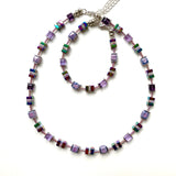 Lilac Ceramic, Crystal & Gemstone Necklace - 25114N