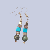 Turquoise & Gold Gemstone Earrings - 25104ER