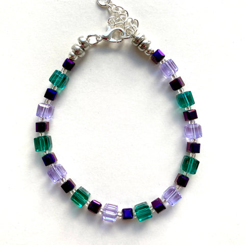 Purple & Green Crystal Bracelet - 25106BR
