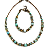 Aqua & Bronze Gemstone Bracelet - 25119BR