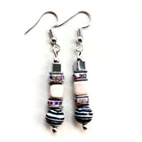 Black&White Ceramic & Gemstone Earrings - 25102ER