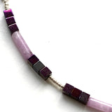 Tubular Purple & Lilac Gemstone Necklace - 22114N
