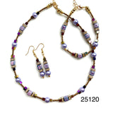 Lilac & Gold Ceramic & Gemstone Bracelet - 25120BR