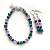 Purple & Green Crystal Bracelet - 25106BR