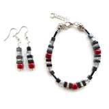 Red & Black Ceramic, Hematite & Crystal Bracelet - 25118BR