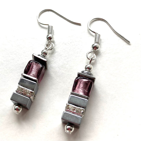 Amethyst Gemstone & Glass Earrings - 24103ER