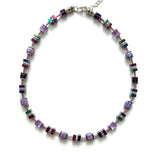 Lilac Ceramic, Crystal & Gemstone Necklace - 25114N