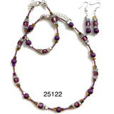Amethyst Italian Glass & Pearl Geometric Necklace - 25122N