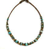 Aqua & Bronze Gemstone Necklace - 25119N