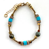 Turquoise & Gold Gemstone Bracelet - 25104BR