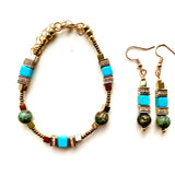 Turquoise & Gold Gemstone Earrings - 25104ER