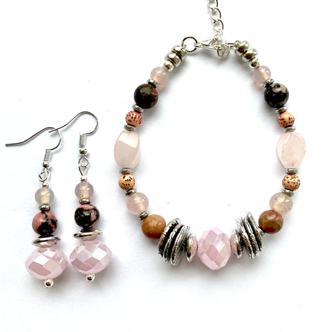 Pink Rhodochrosite Gemstone Bracelet - 26106BR