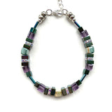 Green & Purple Ceramic, Hematite & Crystal Bracelet - 25116BR