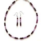 Tubular Purple & Lilac Gemstone Necklace - 22114N
