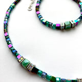 Sea Green Ceramic, Crystal & Gemstone Bracelet - 26105BR