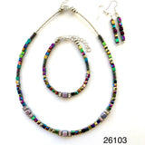 Silver & Purple Ceramic, Crystal & Gemstone Bracelet - 26103BR