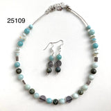 Aqua & Turquoise Gemstone Celtic Earrings - 25109ER