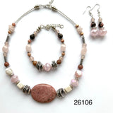 Pink Gemstone & Crystal Earrings - 26106ER