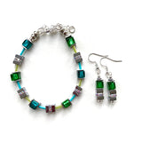 Green Glass & Gemstone Earrings - 24102ERG