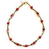 Terracotta and Gold Gemstone Necklace - 25101N