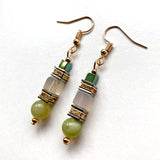 Green & Gold Gemstone Earrings - 24105ER