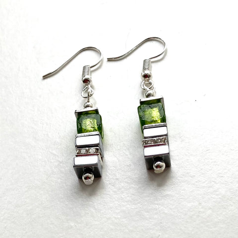 Lime Green Gemstone & Glass Earrings - 24102ERL