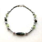 Celtic Design Necklace with Green Gemstones - 25112N