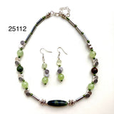 Celtic Design Necklace with Green Gemstones - 25112N