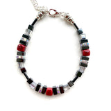 Red & Black Ceramic, Hematite & Crystal Bracelet - 25118BR