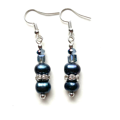 Nave Blue Freshwater Pearl Earrings = 26109ER