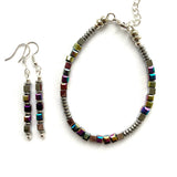 Silver & Purple Gemstone & Crystal Bracelet - 26102BR