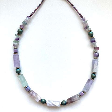 Twisted Fluorite and Gemstone Necklace - 24116N